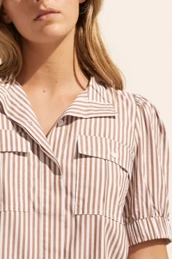 zoe kratzmann Tops|Allot Top-Mocha Stripe