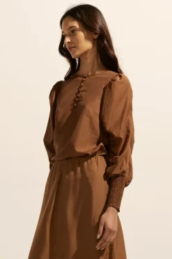 zoe kratzmann Tops|Beam Top-Caramel