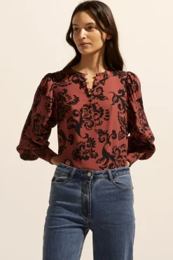 zoe kratzmann Tops|Beam Top-Clay Floral