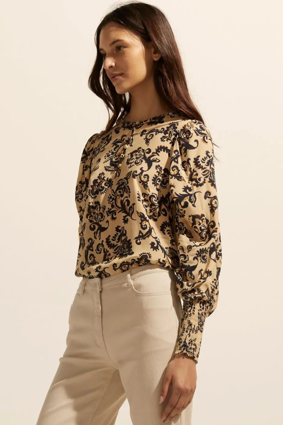 zoe kratzmann Tops|Beam Top-Ochre Floral
