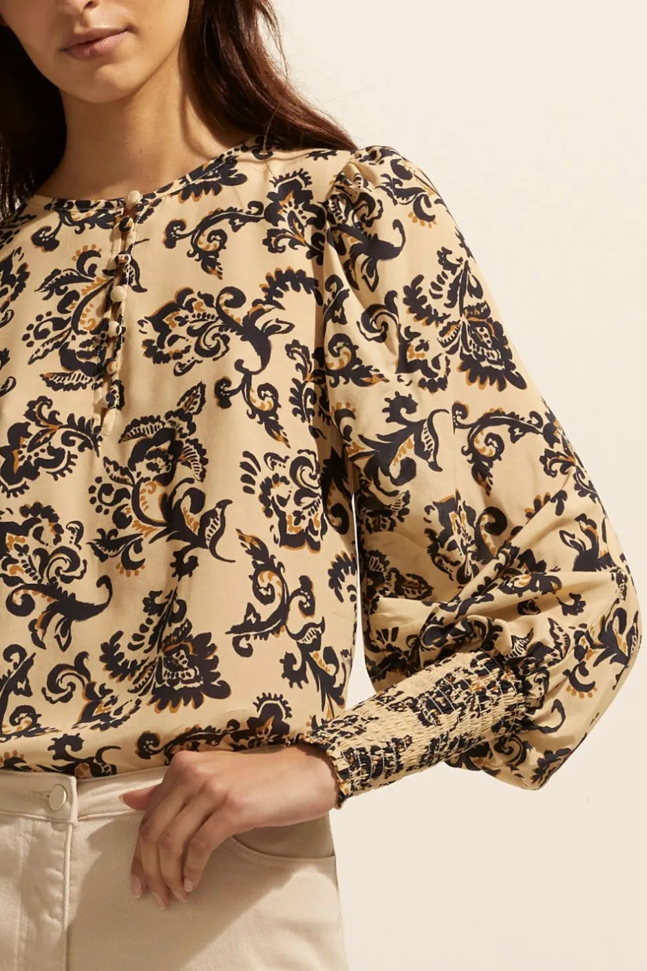 zoe kratzmann Tops|Beam Top-Ochre Floral