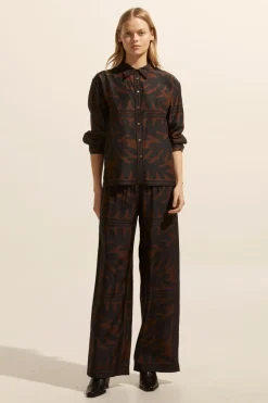 zoe kratzmann Bottoms|Breeze Pant-Choc Frond
