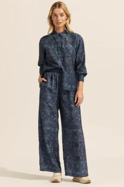 zoe kratzmann Bottoms|Breeze Pant-Indigo Mosaic
