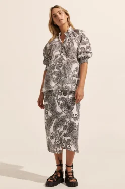 zoe kratzmann Tops|Carousel Top-Black Paisley
