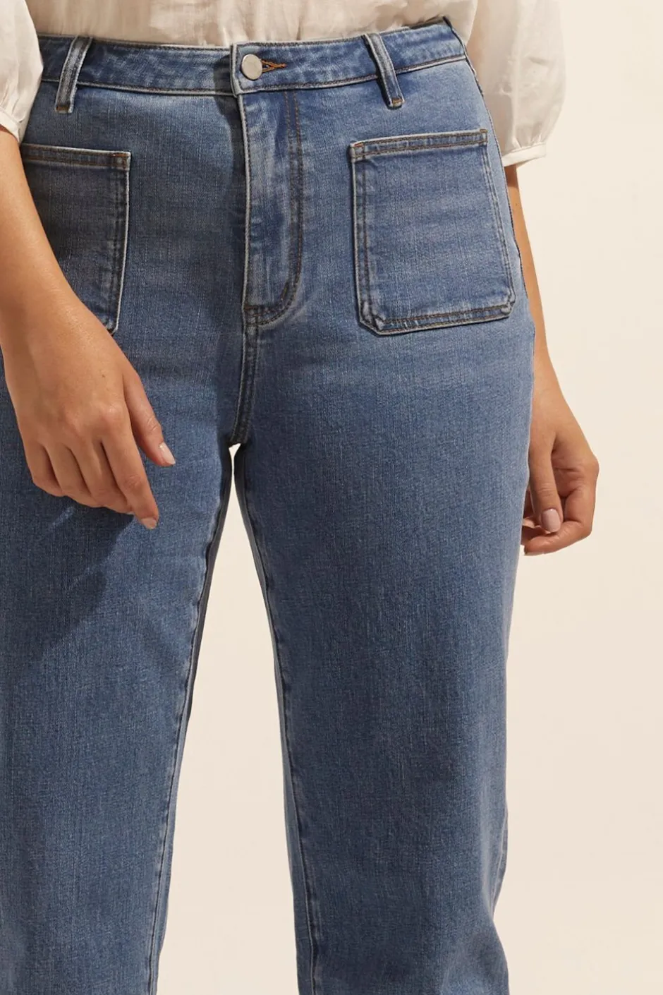 zoe kratzmann Bottoms|College Jean-Mid Denim