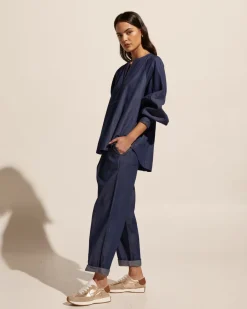 zoe kratzmann Tops|Collude Top-Dark Chambray