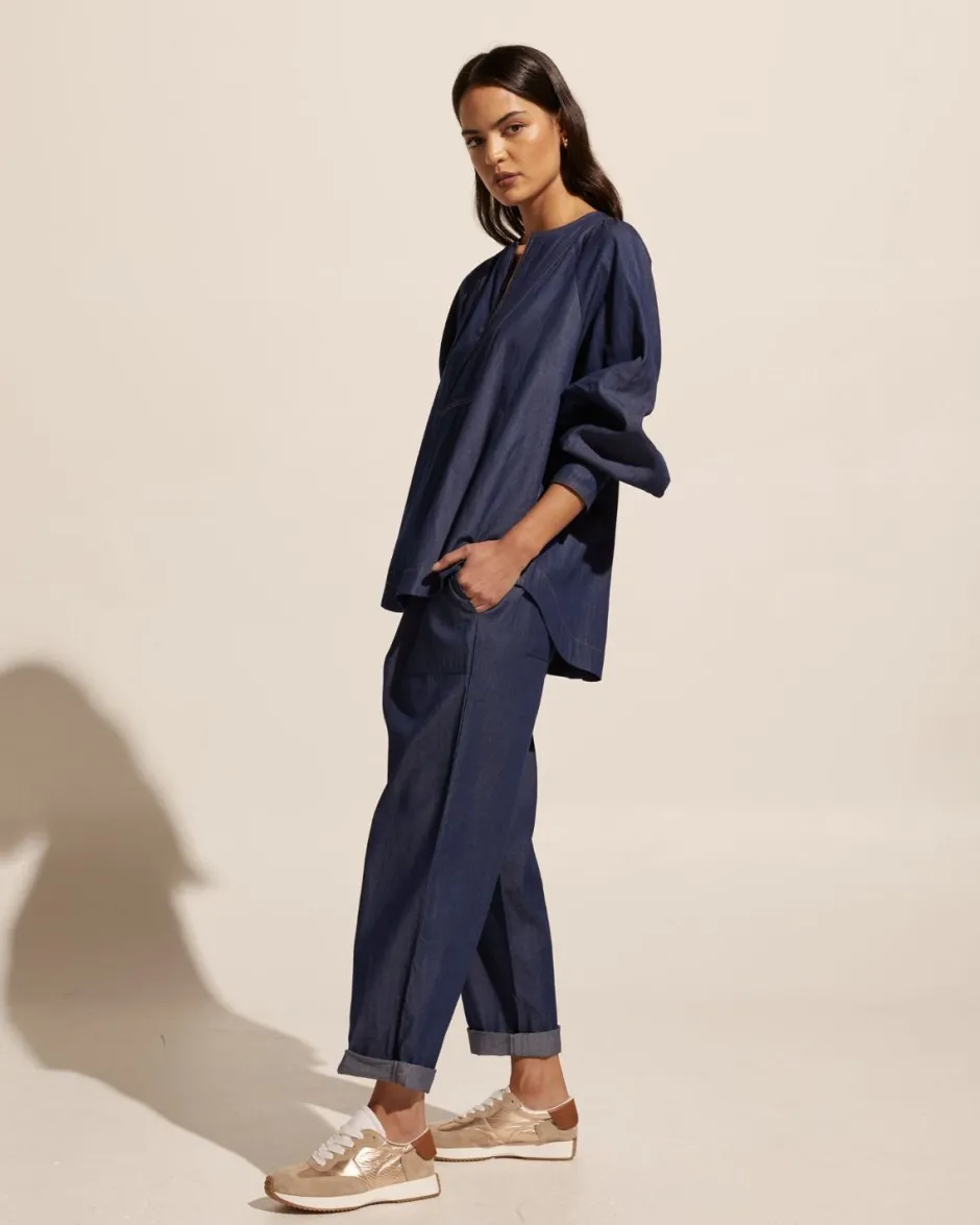 zoe kratzmann Tops|Collude Top-Dark Chambray