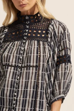 zoe kratzmann Tops|Dedicate Top-Indigo Check