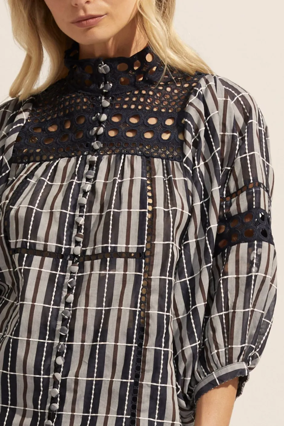 zoe kratzmann Tops|Dedicate Top-Indigo Check