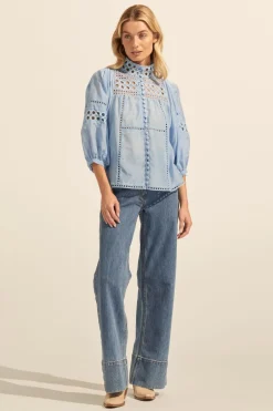 zoe kratzmann Tops|Dedicate Top-Pale Blue