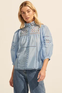 zoe kratzmann Tops|Dedicate Top-Pale Blue