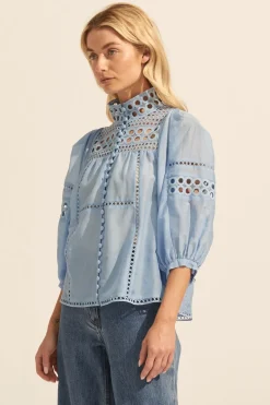 zoe kratzmann Tops|Dedicate Top-Pale Blue