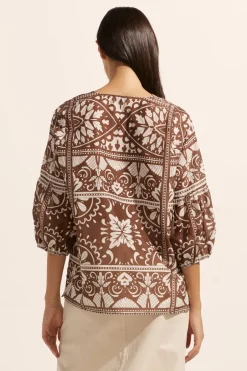 zoe kratzmann Tops|Entice Top-Choc Mosaic