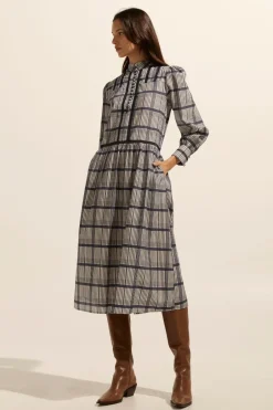 zoe kratzmann Dresses|Gleam Dress-Ink/Porcelain Check