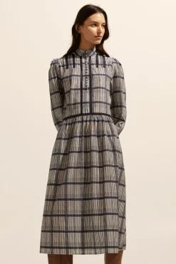 zoe kratzmann Dresses|Gleam Dress-Ink/Porcelain Check