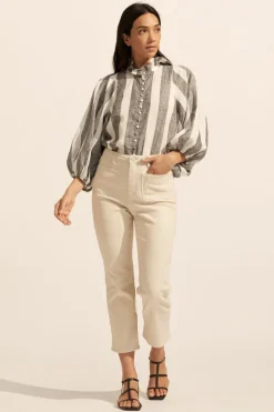 zoe kratzmann Tops|Grant Top-Black Wide Stripe