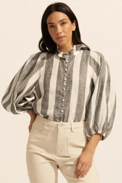 zoe kratzmann Tops|Grant Top-Black Wide Stripe