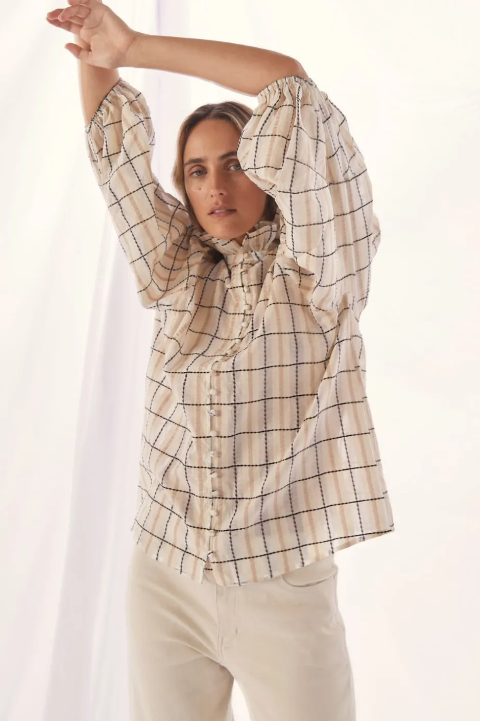 zoe kratzmann Tops|Grant Top-Ivory Check