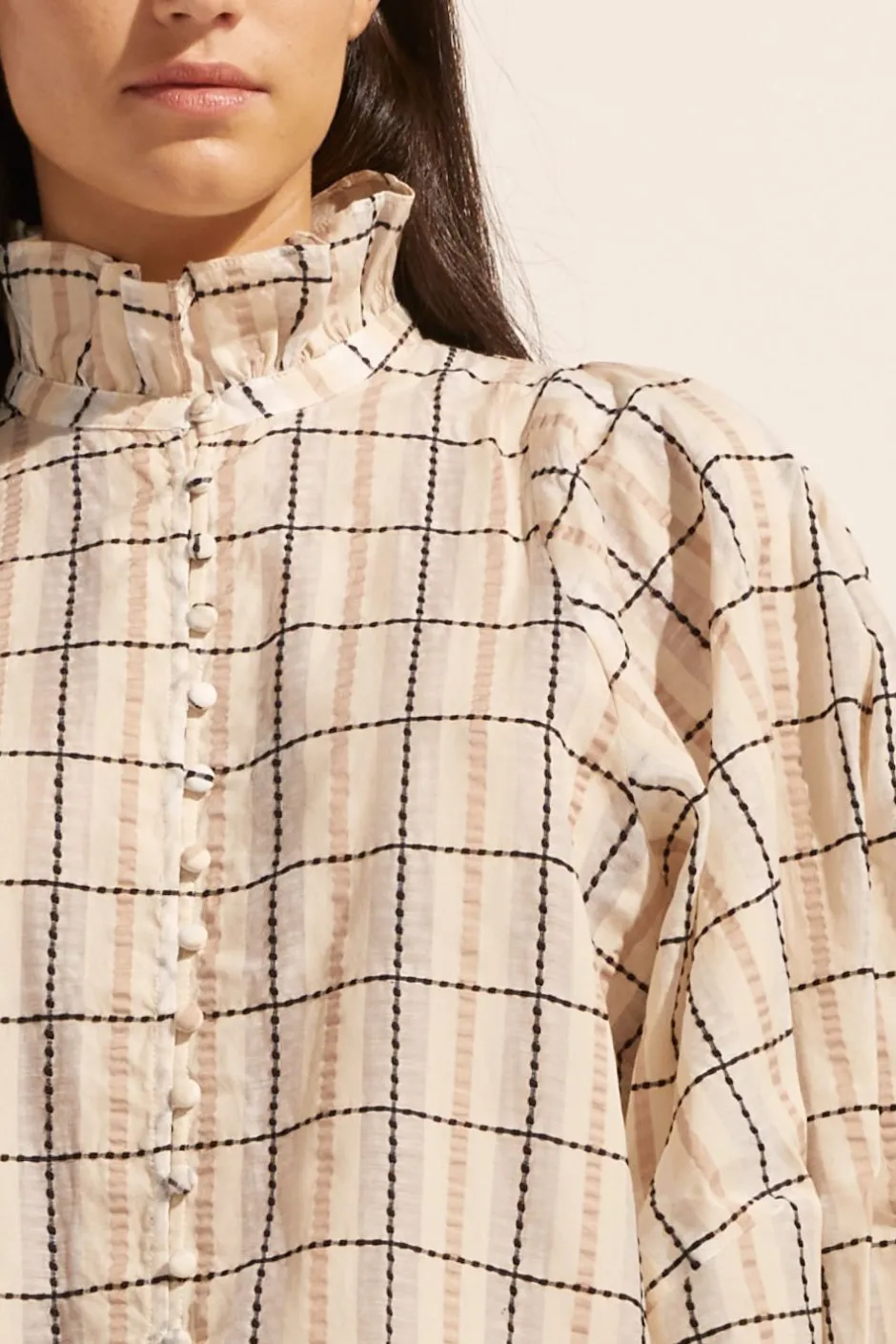 zoe kratzmann Tops|Grant Top-Ivory Check