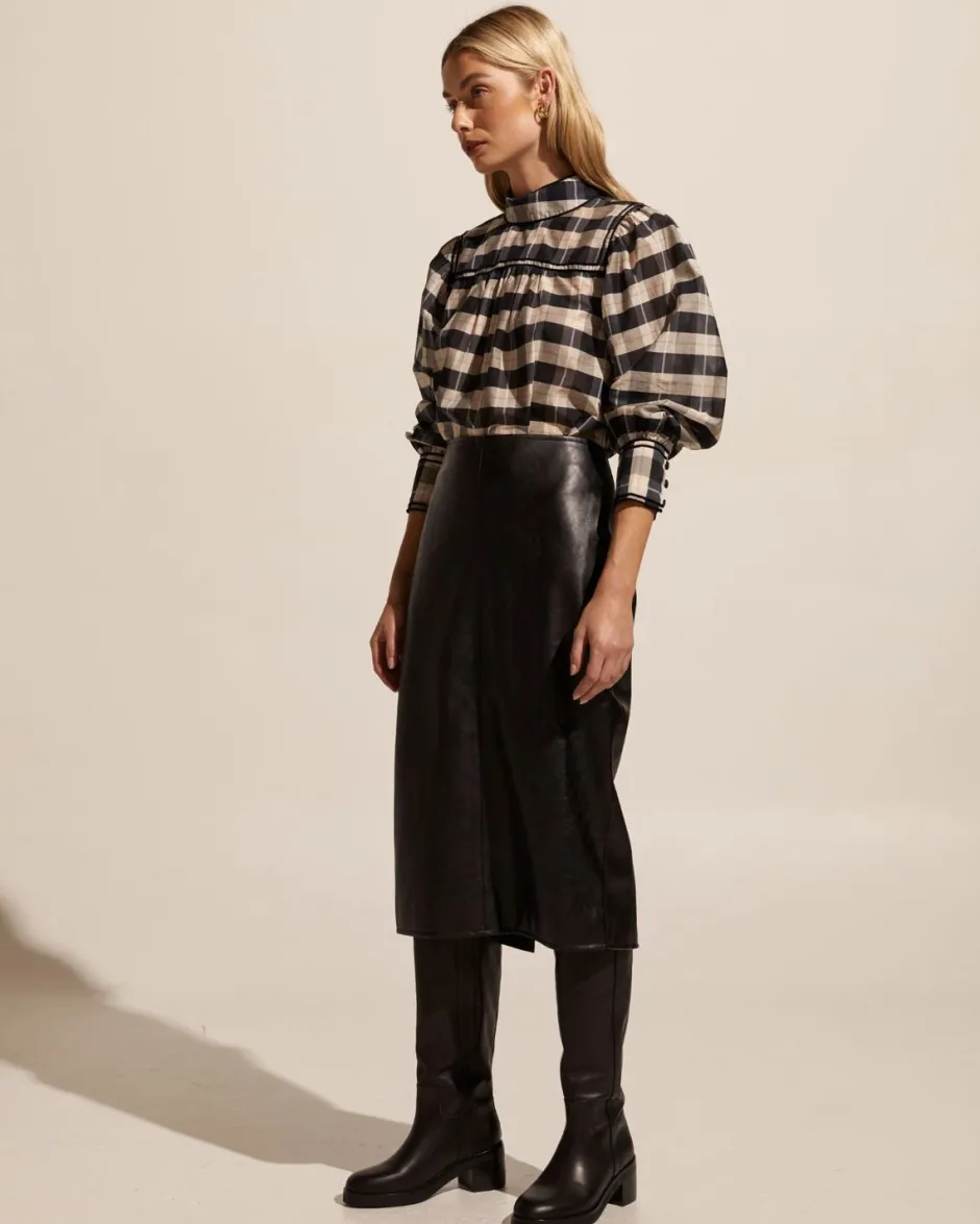 zoe kratzmann Tops|Horizen Top-Black/Ecru Check