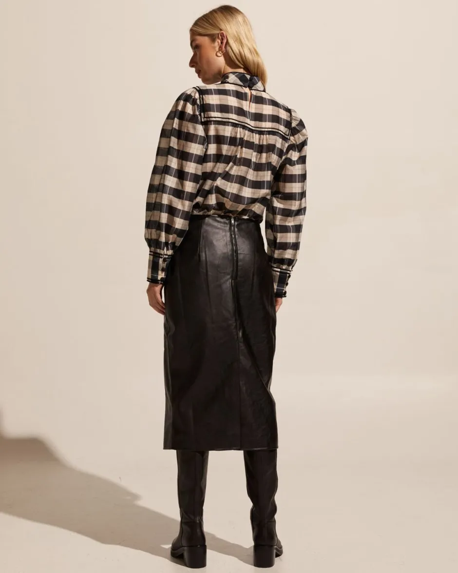 zoe kratzmann Tops|Horizen Top-Black/Ecru Check