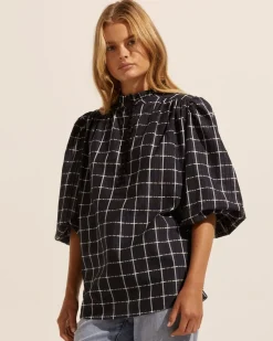 zoe kratzmann Tops|Lilt Top-Black Check