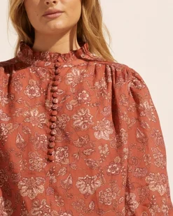 zoe kratzmann Tops|Lilt Top-Rust Paisley