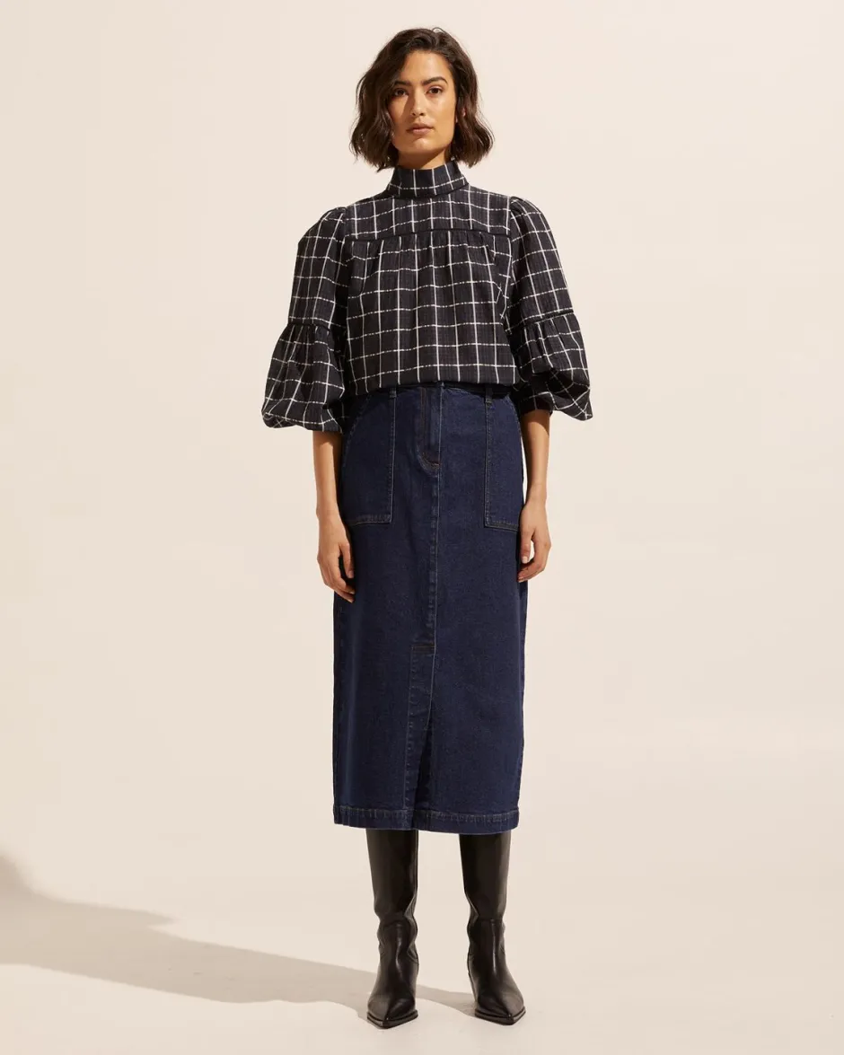 zoe kratzmann Bottoms|Loft Skirt-Dark Denim