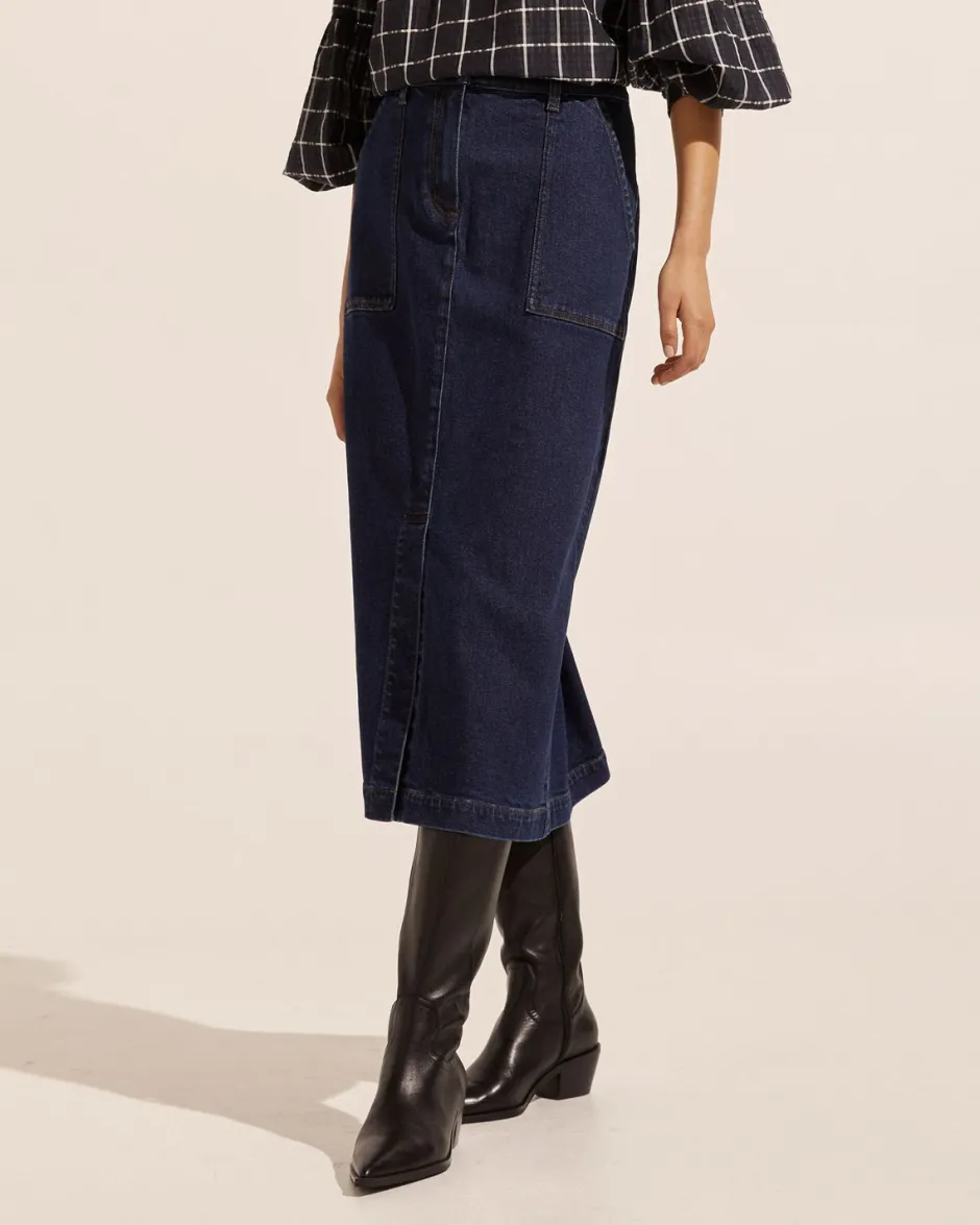 zoe kratzmann Bottoms|Loft Skirt-Dark Denim