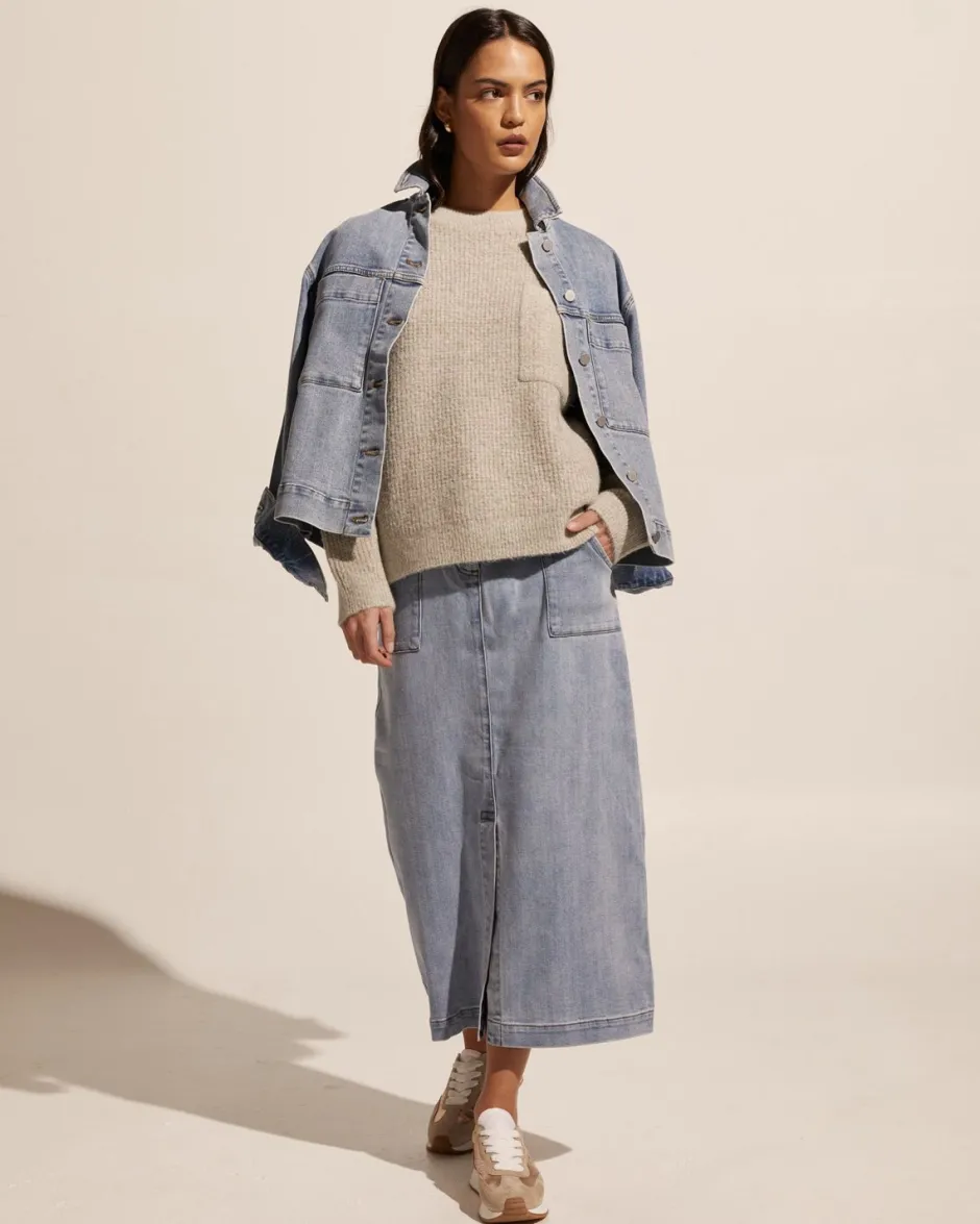 zoe kratzmann Bottoms|Loft Skirt-Washed Denim