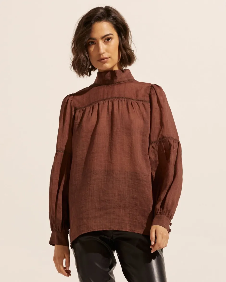 zoe kratzmann Tops|Pace Top-Chocolate