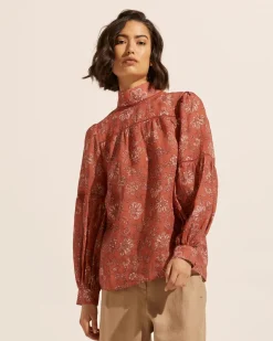 zoe kratzmann Tops|Pace Top-Rust Paisley