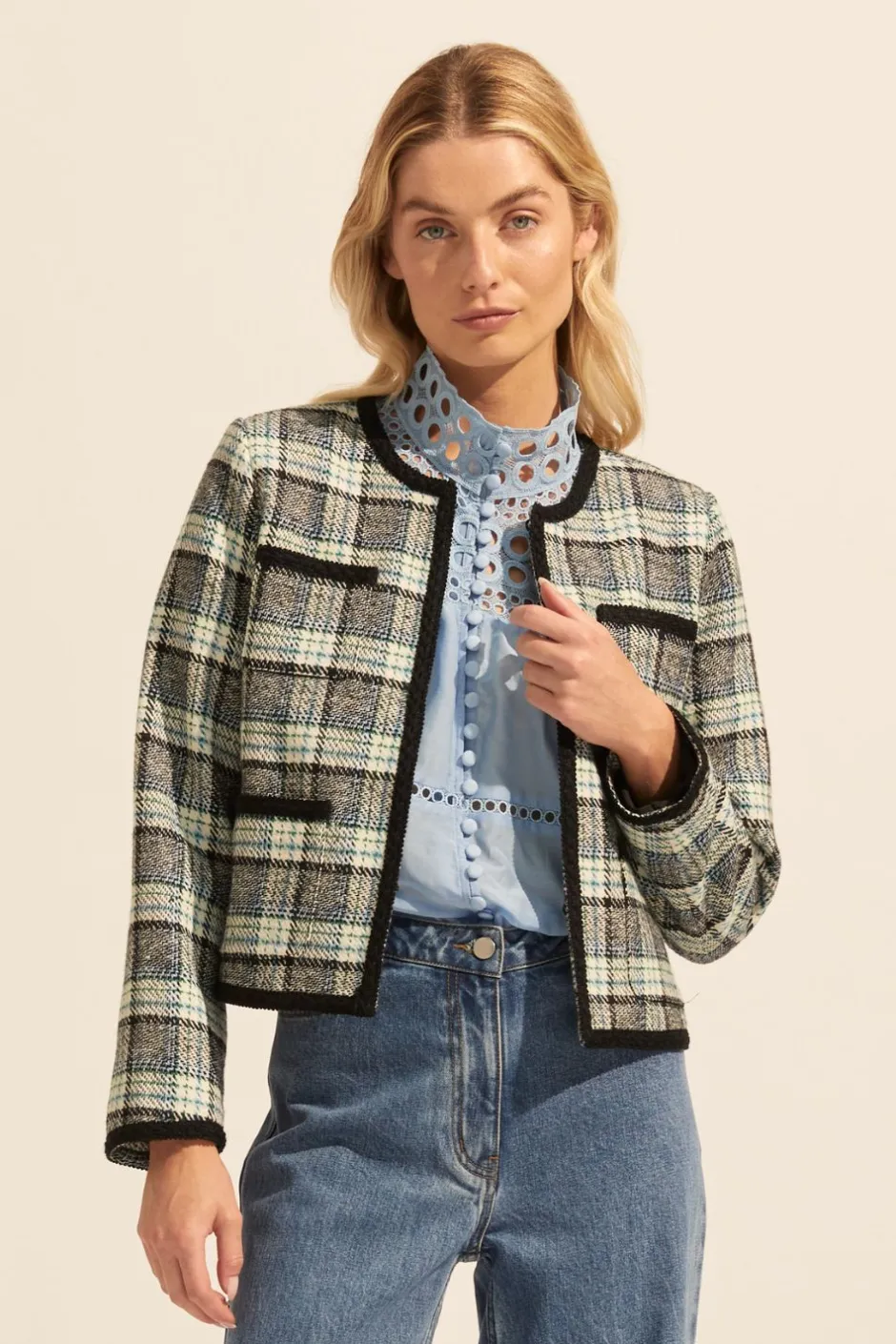 zoe kratzmann Jackets|Patron Jacket-Green Check