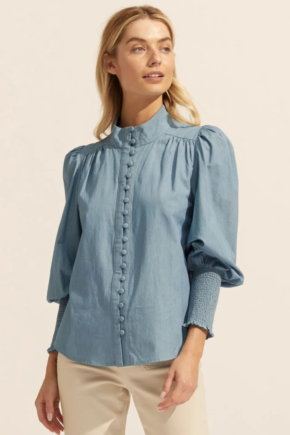zoe kratzmann Tops|Pier Top-Chambray