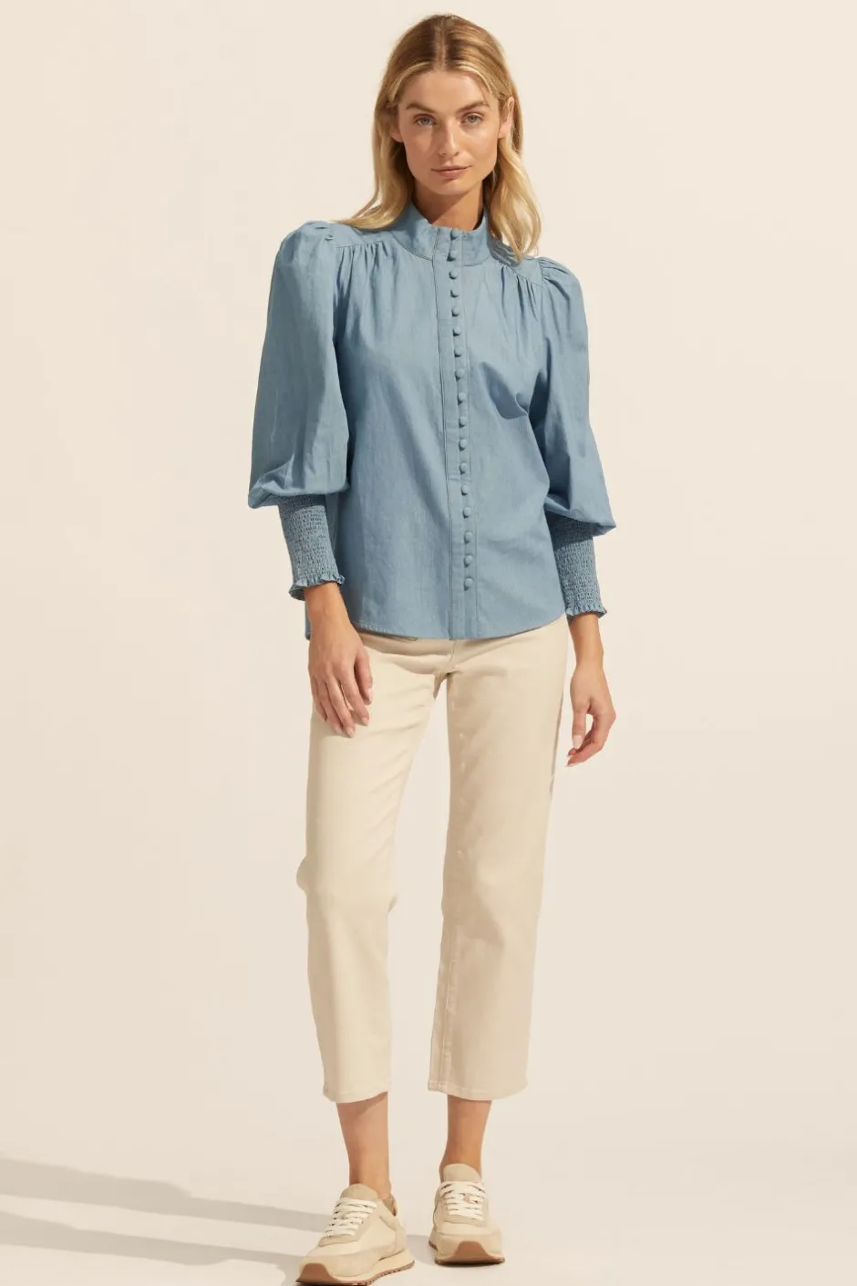 zoe kratzmann Tops|Pier Top-Chambray