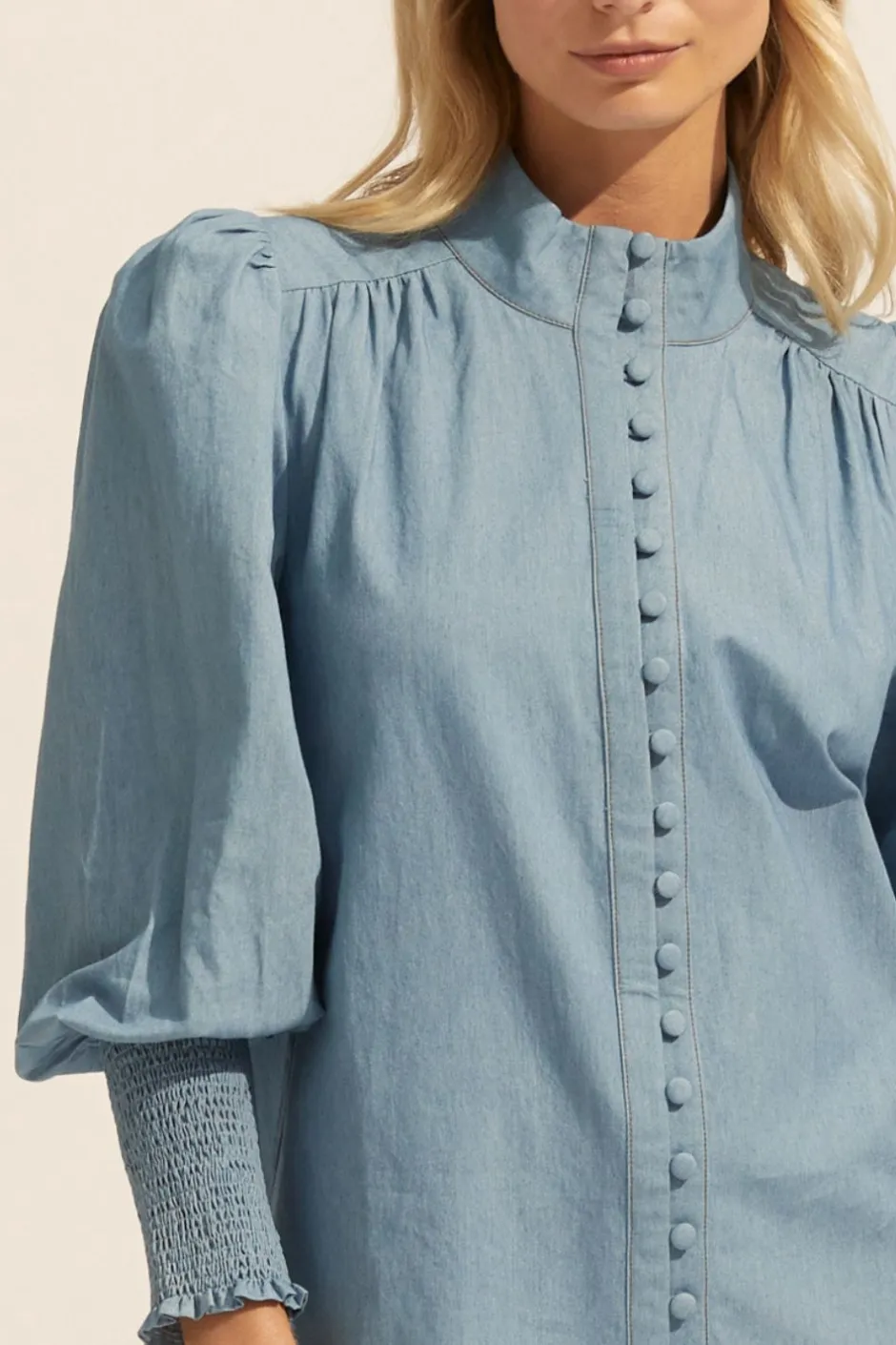 zoe kratzmann Tops|Pier Top-Chambray