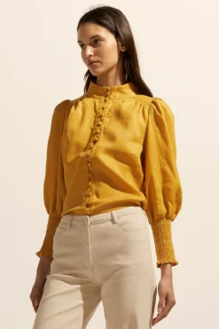 zoe kratzmann Tops|Pier Top-Ochre