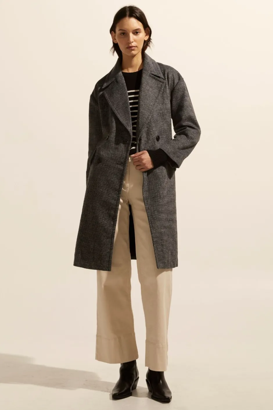 zoe kratzmann Coats|Pillar Coat-Black Mini Check