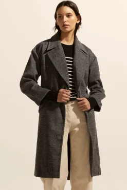 zoe kratzmann Coats|Pillar Coat-Black Mini Check