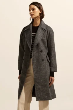 zoe kratzmann Coats|Pillar Coat-Black Mini Check