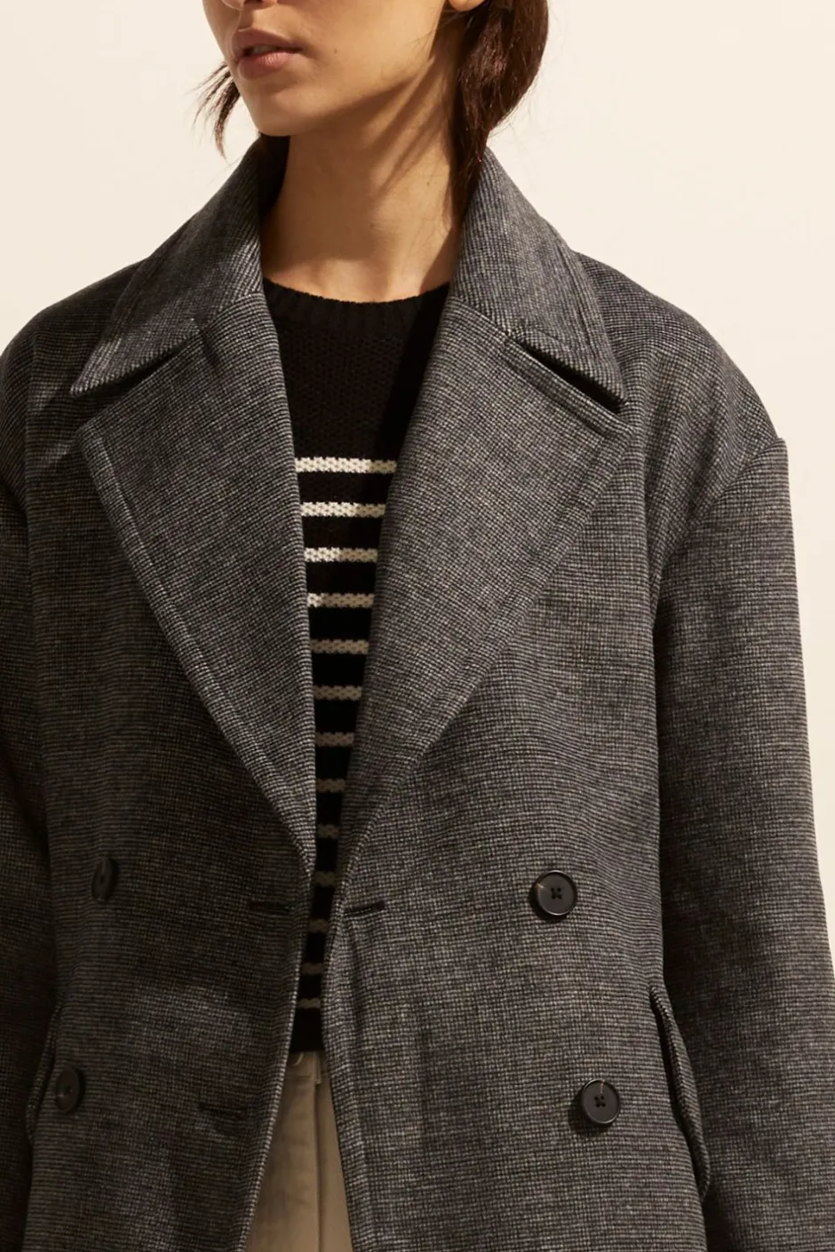 zoe kratzmann Coats|Pillar Coat-Black Mini Check