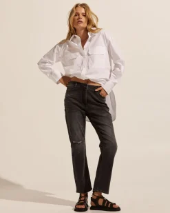 zoe kratzmann Bottoms|React Jean-Distressed Black