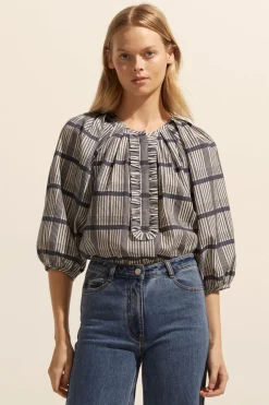 zoe kratzmann Tops|Refine Top-Ink/Porcelain Check