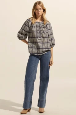 zoe kratzmann Tops|Refine Top-Ink/Porcelain Check