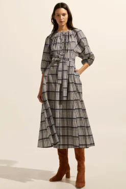 zoe kratzmann Dresses|Regard Dress-Ink/Porcelain Check