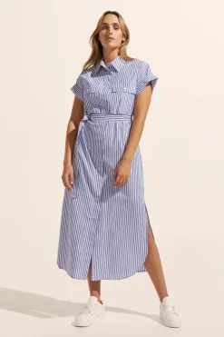 zoe kratzmann Dresses|Rote Dress-Cobalt Stripe