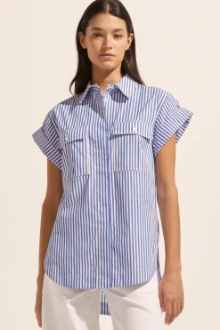 zoe kratzmann Tops|Sequel Top-Cobalt Stripe