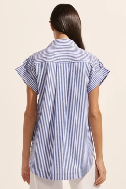 zoe kratzmann Tops|Sequel Top-Cobalt Stripe