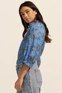 zoe kratzmann Tops|Siesta Top- Azure Botanic