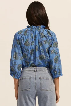 zoe kratzmann Tops|Siesta Top- Azure Botanic